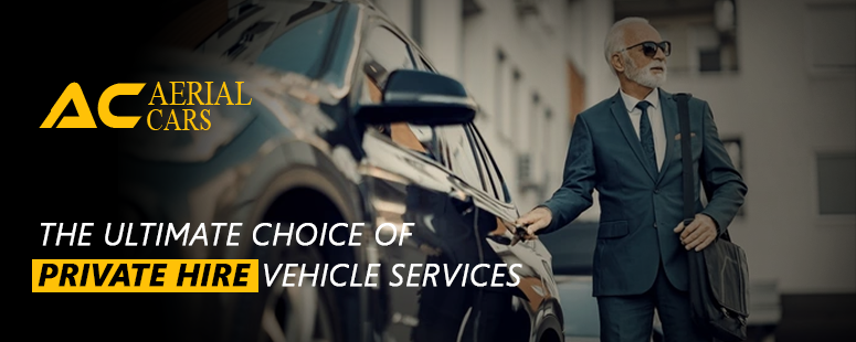 A professional chauffeur in a suit standing beside a luxury car, representing Aerial Cars private hire vehicle services in London.